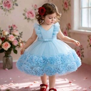 Adorable Blue Ruffled Dress for Toddlers
